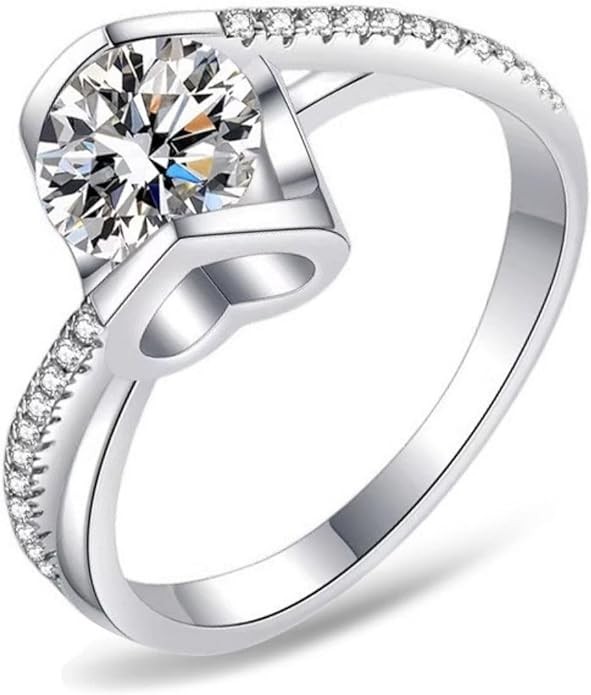 CuLtP Women's wedding ring AAA+D high carbon diamond ring, twisted heart-shaped halo AAA+D high carbon diamond engagement ring