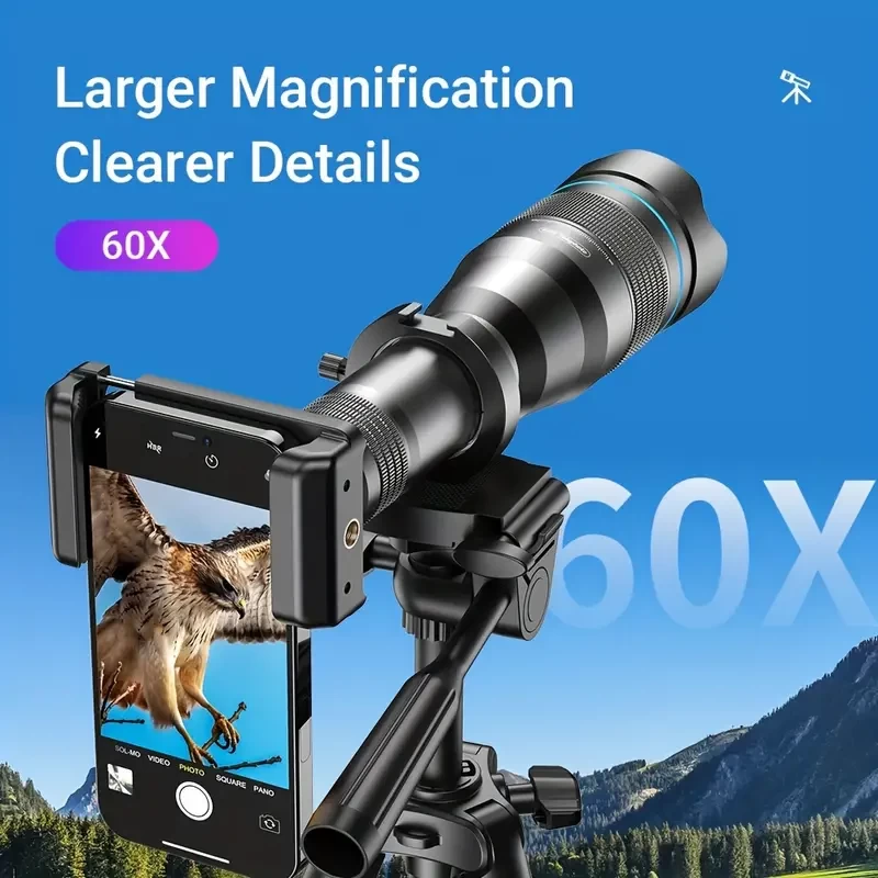 APEXEL HD Professional 60X Monocular Telescope Larger Magnification High Definition With Professional Tripod For Climbing Sightseeing Watching Competitions For IPhone For Samsung For Xiaomi Smartphone