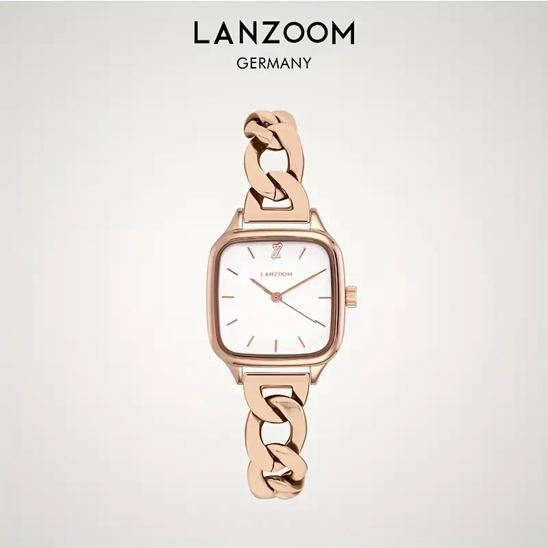 LANZOOM Women's Watch Minimalist Square Pointer Quartz Watch WR Fashion Analog Steel Bracelet Wrist Watch