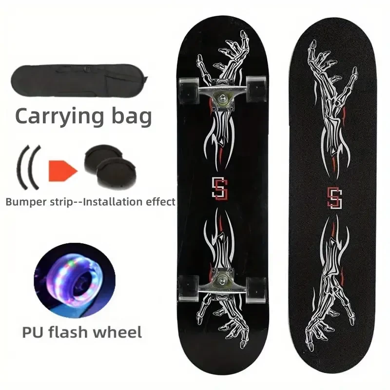 Beginner Skateboard Double Rocker Skateboard Double-sided Skateboard With Flash Wheel Skateboard