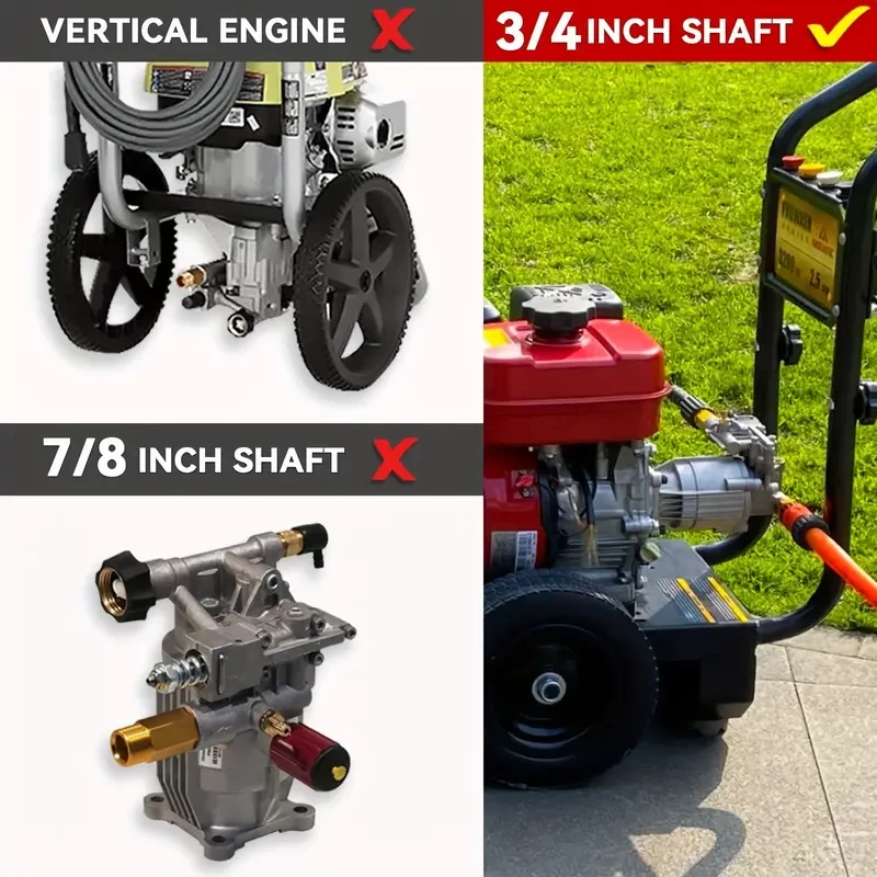 1 Pack, 3/4" Shaft Horizontal Pressure Washer Pump 3400 PSI 2.5 GPM Replacement Pump For Power Washer Compatible With Homelite, Troybilt, Simpson, Karcher Honda GC160 GC190
