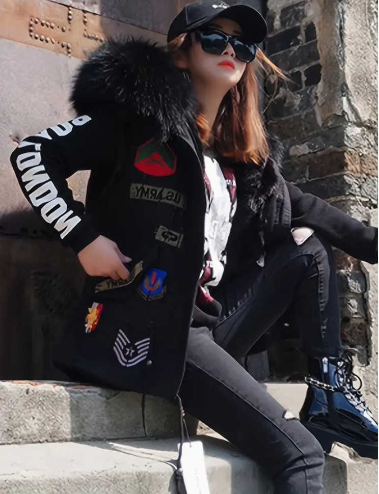 Elegant women's sleeveless thick-lined embroidered hooded trench coat vest - zipper, non-elastic, solid color
