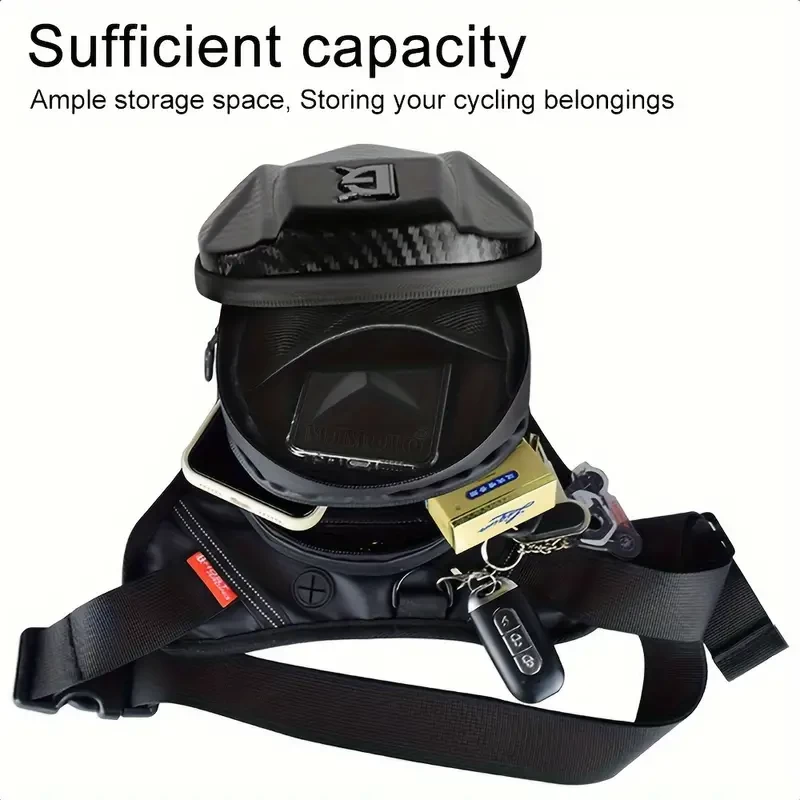 Motorcycle Leg Bag, Multifunctional Motorcyclist Waist Pack Waterproof Durable Geometric Carbon Fiber Pattern Hard Shell Hip Bag