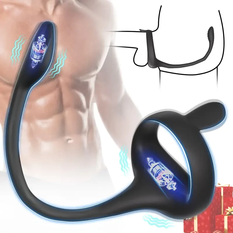 USB Charging Black silicone vibrating Penis Band Remote Control - 9 vibration modes, G-spot stimulator for couples, comfortable fit and discreet packaging