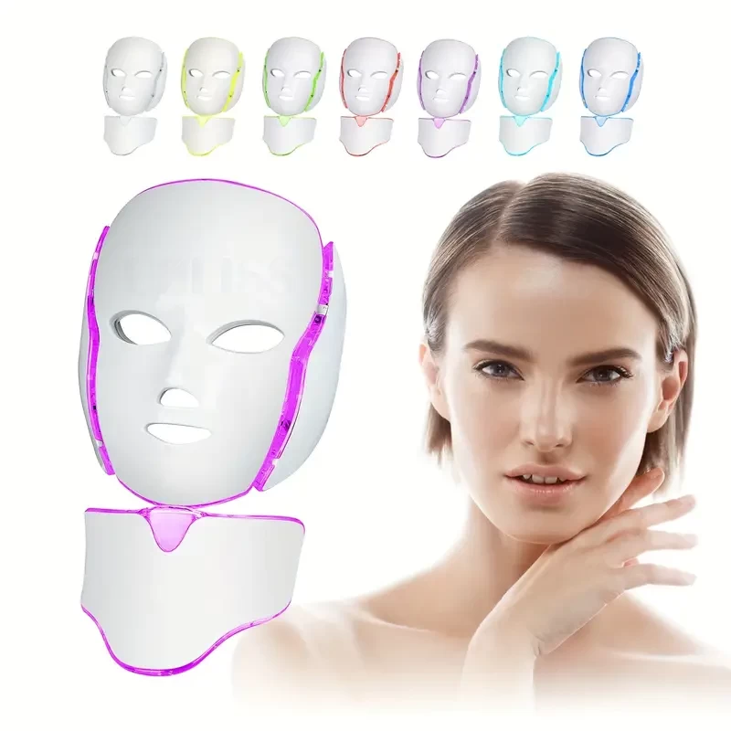 Led Face Mask 7-Color Facial Mask Blue Red For Face Clean Beauty Device