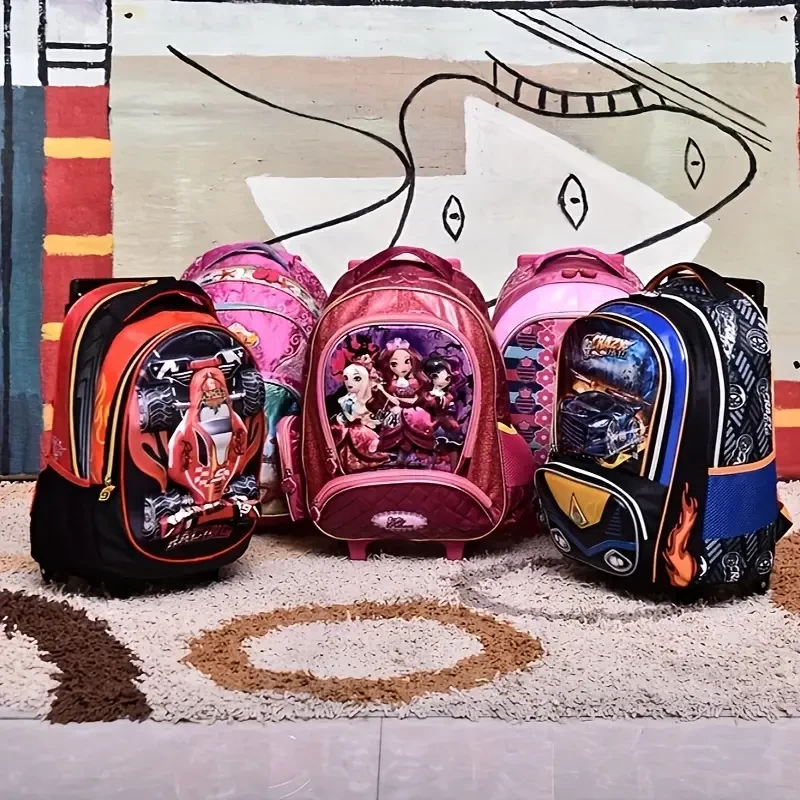 New Rolling Backpack For Girls Boys, Kids Roller Wheels Bookbag, Wheeled School Bag
