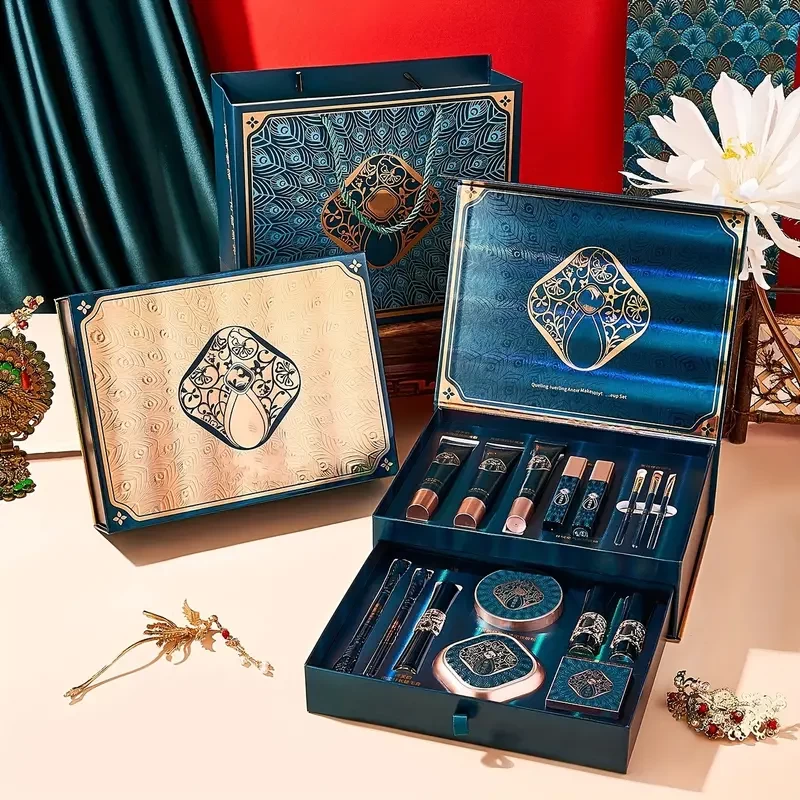 Ancient Charm Makeup Set Gift Box, A Set Of 16pcs Beauty And Cosmetic, Makeup Kit For Face Lip Eye Cheek, With Lipstick Eyeliner Concealer Mascara Etc, Fulfills The Valentine's Day Gift Box