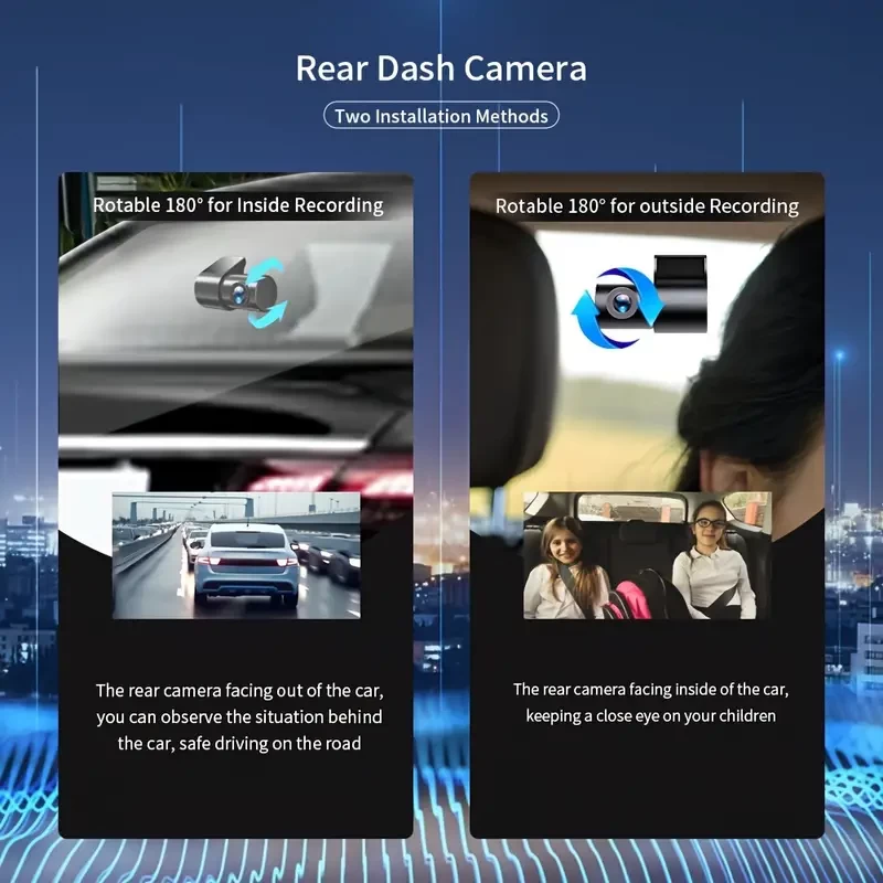 4K Ultra HD Front 4K+ Rear 1080P Car Dash Camera, Dual-way Car DVR, Support Back-pull Camera,170° Ultra Wide-angle Lens, Super Night Vision, G-sensor, Loop Recording, With Built-in Wifi, WDR, Support 