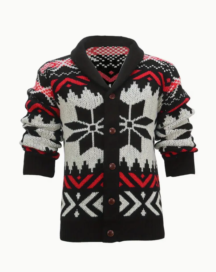 Men's Christmas knitwear casual long-sleeved V-neck button-up pullover knit coat